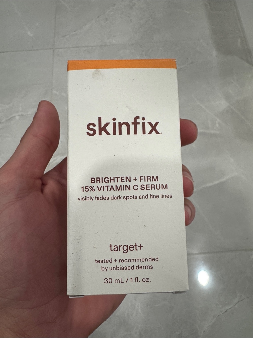 Skin Brighten + Firm 15% Vitamin C Serum — White/Orange